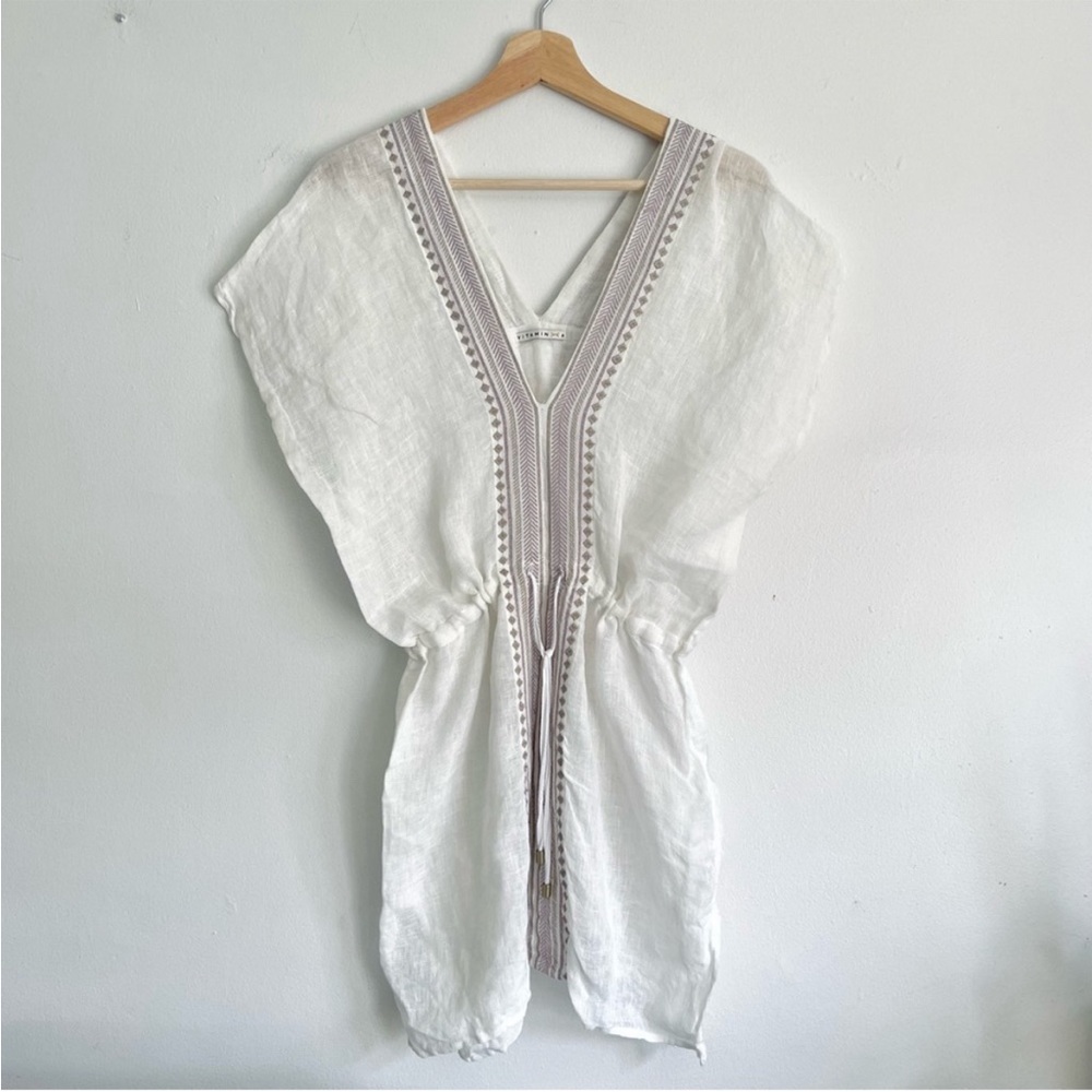 Vitamin A Caftan linen drawstring waist coverup